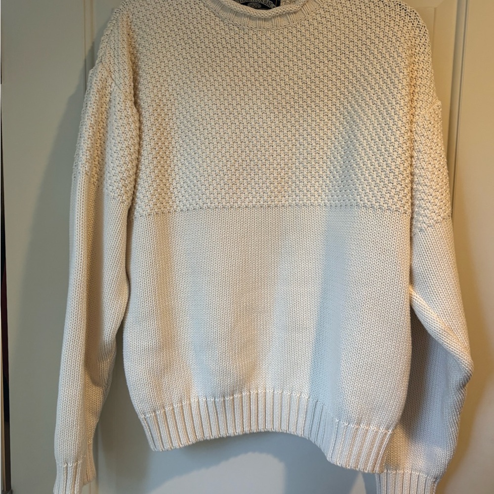 Vintage Thornton Bay Cream cozy Chunky Knit Sweater 100% Cotton